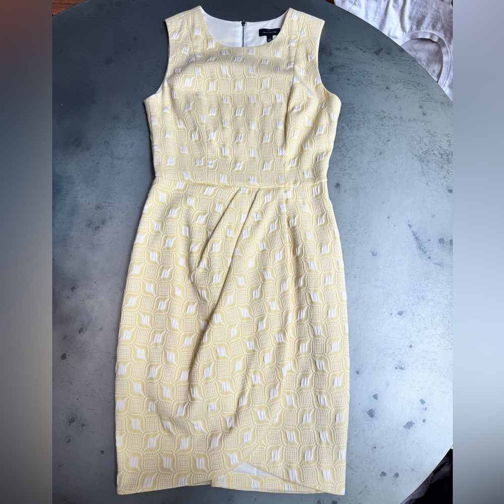 The Limited yellow and white tulip dress